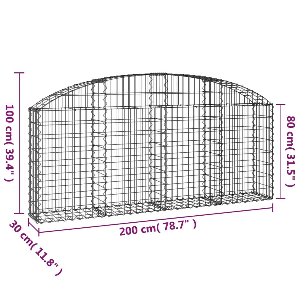 buet gabionkurv 200x30x80/100 cm galvaniseret jern