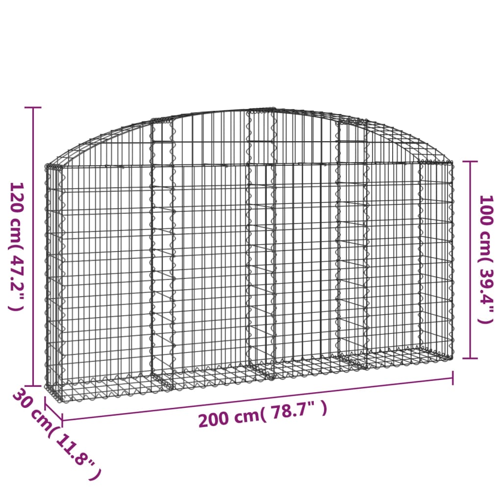 buet gabionkurv 200x30x100/120 cm galvaniseret jern