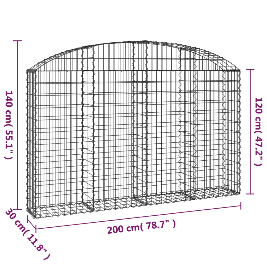 buet gabionkurv 200x30x120/140 cm galvaniseret jern