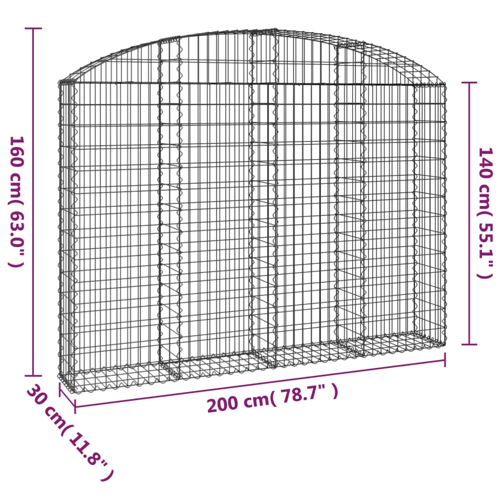 buet gabionkurv 200x30x140/160 cm galvaniseret jern