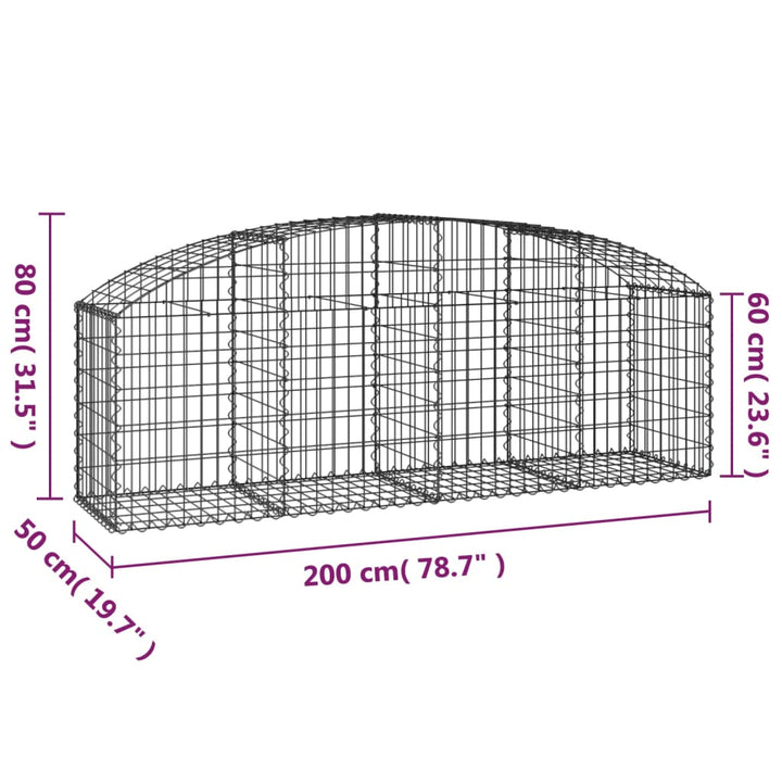 buet gabionkurv 200x50x60/80 cm galvaniseret jern