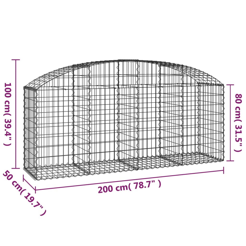 buet gabionkurv 200x50x80/100 cm galvaniseret jern