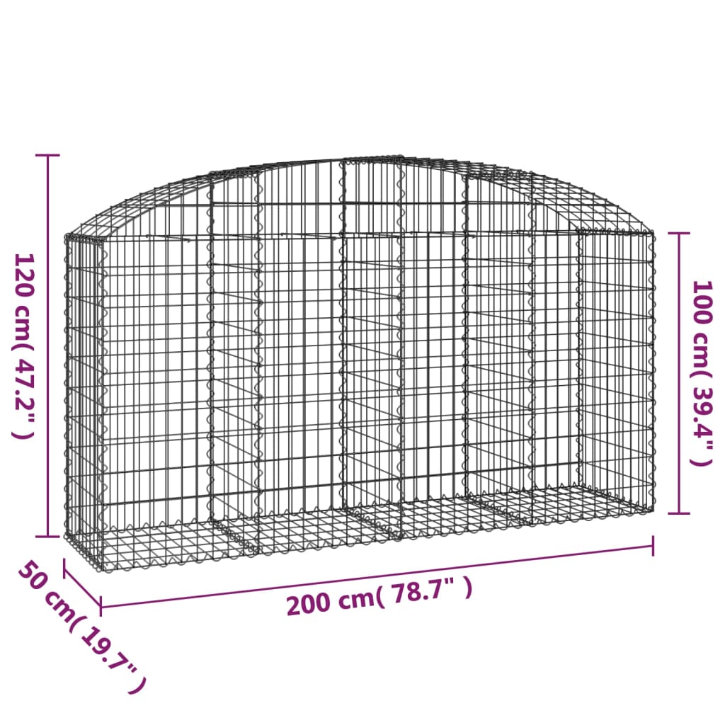 buet gabionkurv 200x50x100/120 cm galvaniseret jern