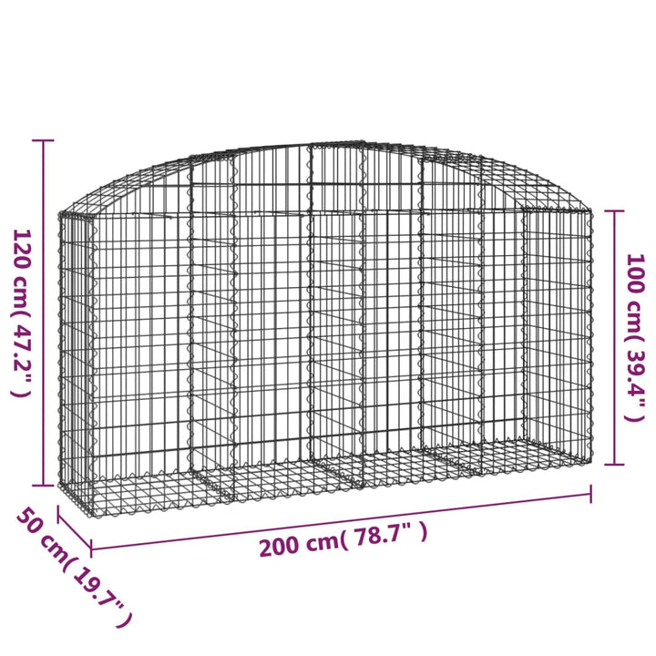 buet gabionkurv 200x50x100/120 cm galvaniseret jern