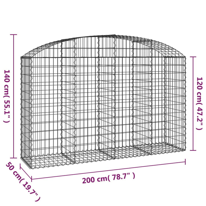 buet gabionkurv 200x50x120/140 cm galvaniseret jern