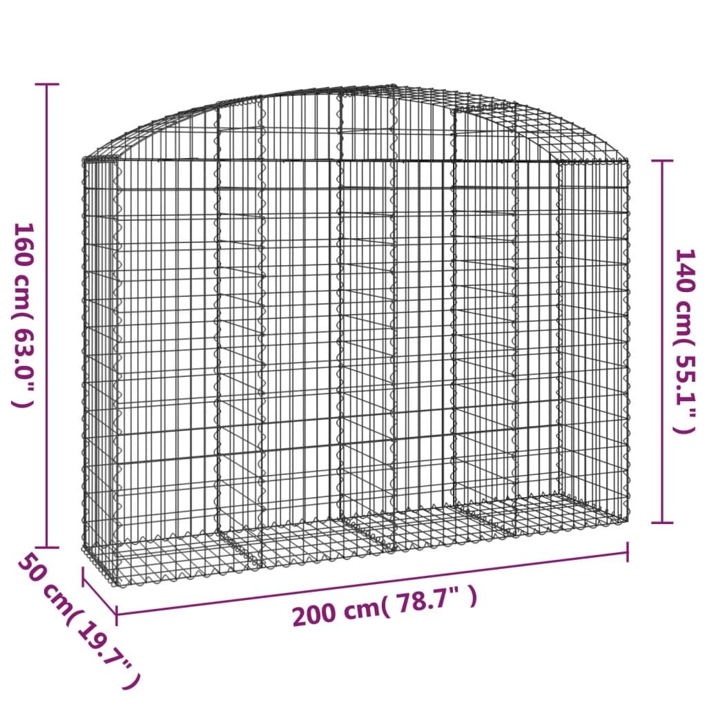 buet gabionkurv 200x50x140/160 cm galvaniseret jern