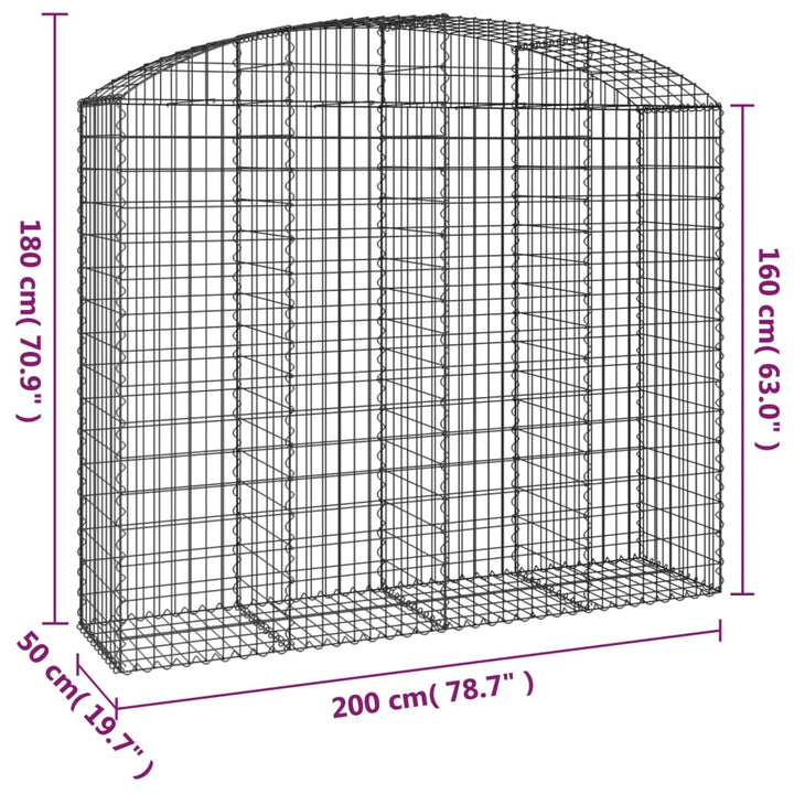 buet gabionkurv 200x50x160/180 cm galvaniseret jern