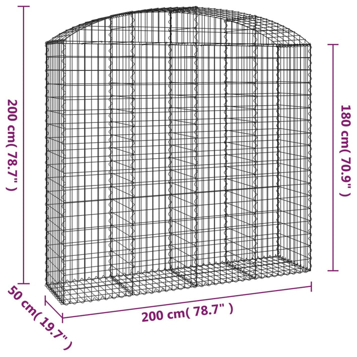buet gabionkurv 200x50x180/200 cm galvaniseret jern