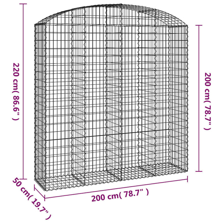 buet gabionkurv 200x50x200/220 cm galvaniseret jern