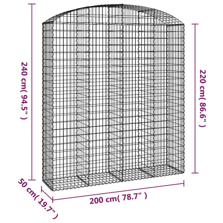 buet gabionkurv 200x50x220/240 cm galvaniseret jern