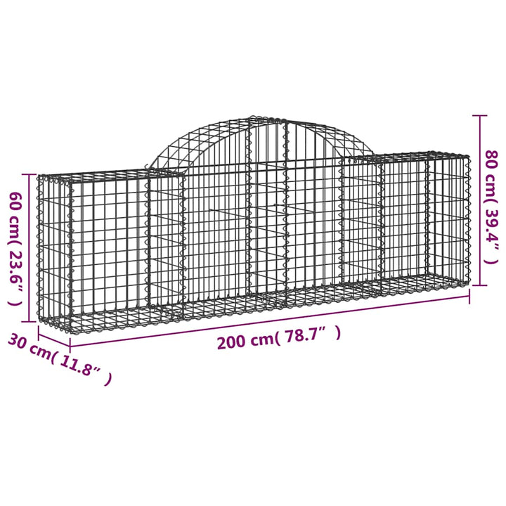 buet gabionkurv 200x30x60/80 cm galvaniseret jern