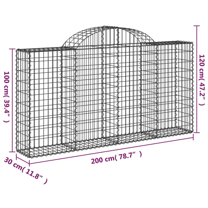 buet gabionkurv 200x30x100/120 cm galvaniseret jern