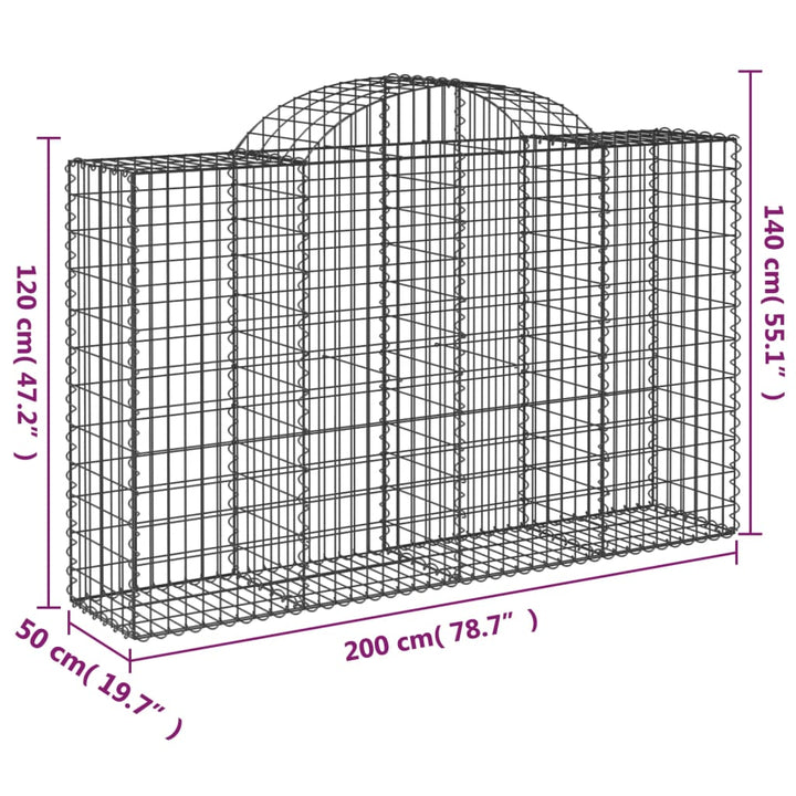 buet gabionkurv 200x50x120/140 cm galvaniseret jern