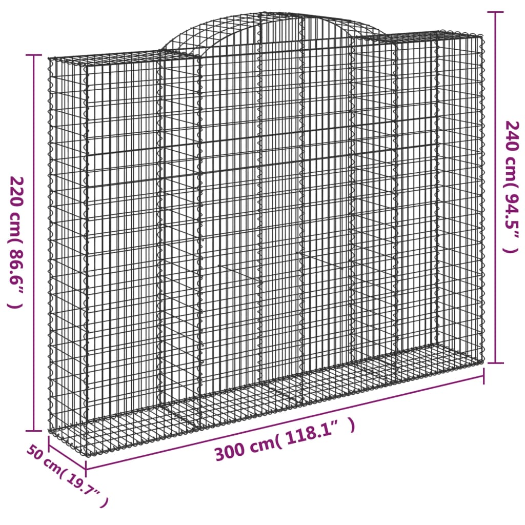 buet gabionkurv 300x50x220/240 cm galvaniseret jern