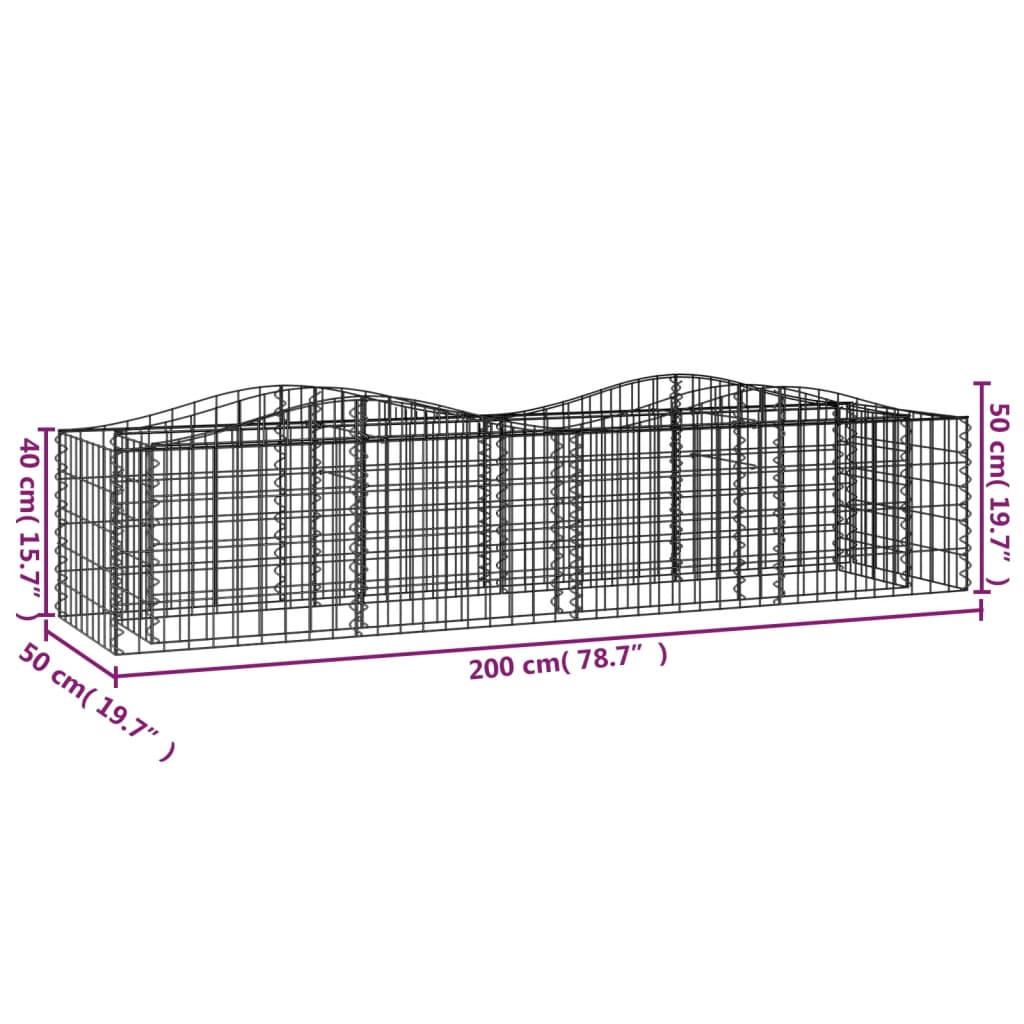 buet gabion-højbed 200x50x50 cm galvaniseret jern