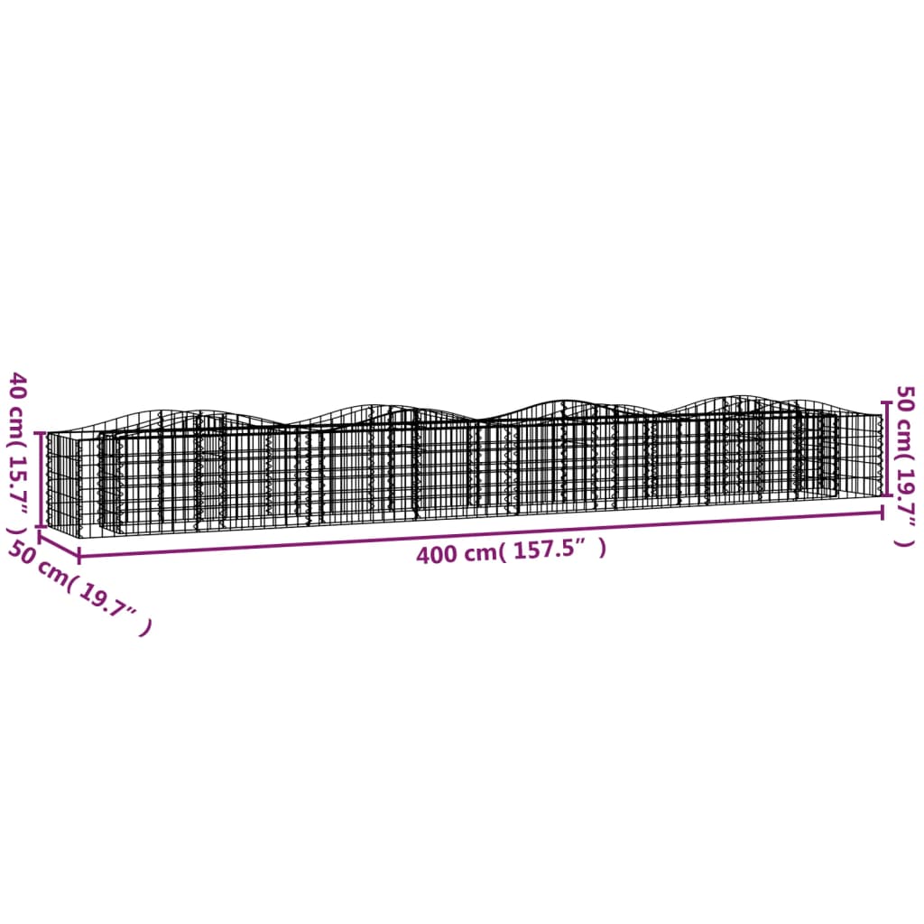buet gabion-højbed 400x50x50 cm galvaniseret jern