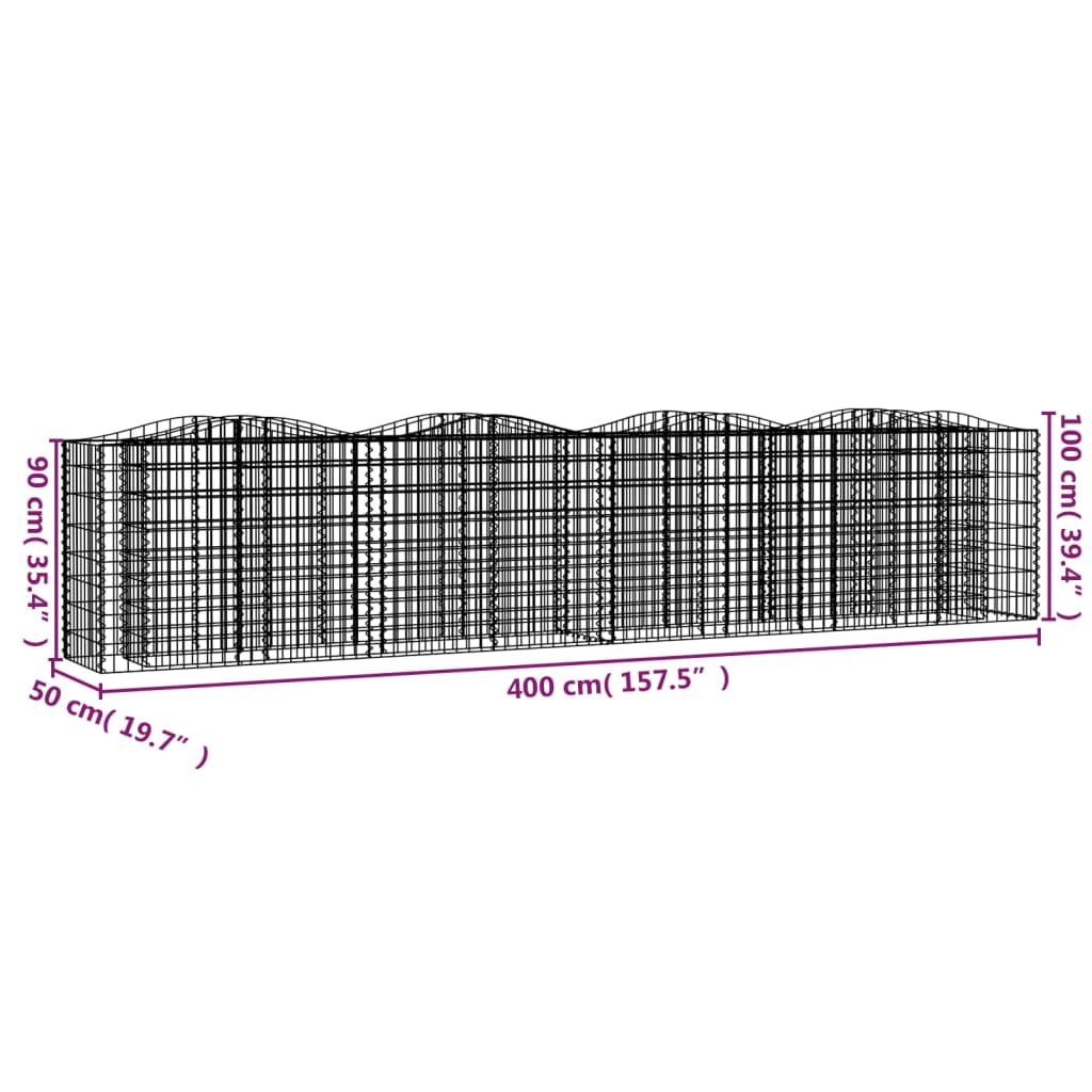 buet gabion-højbed 400x50x100 cm galvaniseret jern