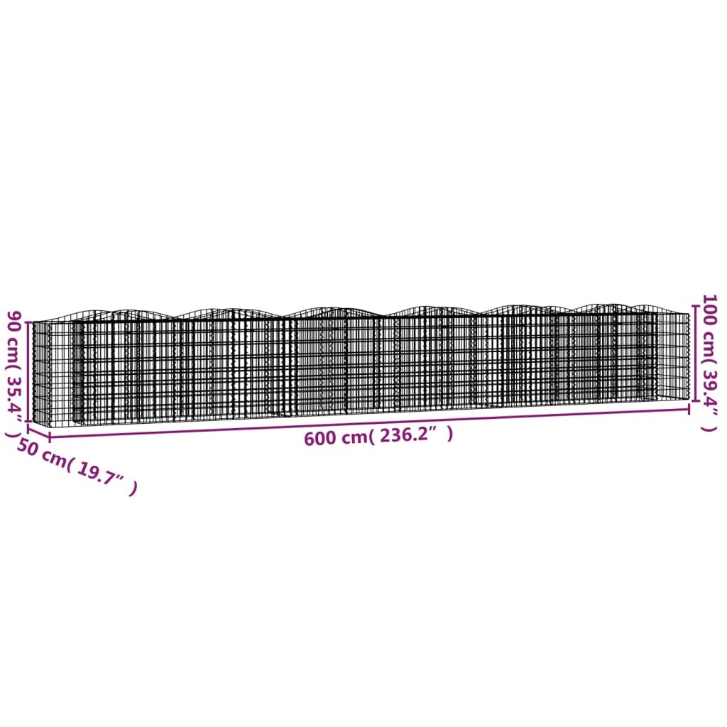 buet gabion-højbed 600x50x100 cm galvaniseret jern