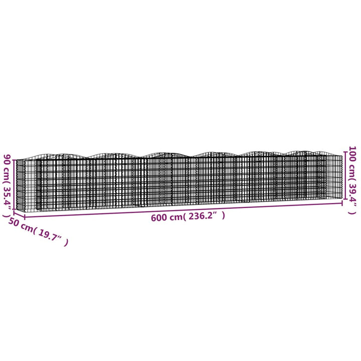 buet gabion-højbed 600x50x100 cm galvaniseret jern