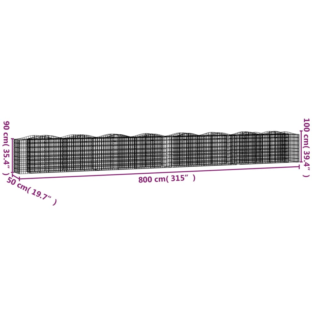 buet gabion-højbed 800x50x100 cm galvaniseret jern