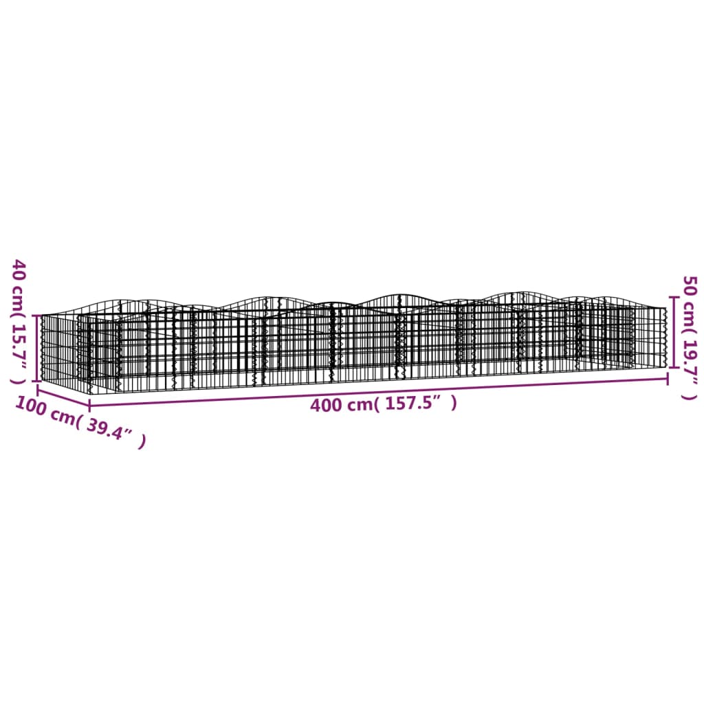 buet gabion-højbed 400x100x50 cm galvaniseret jern