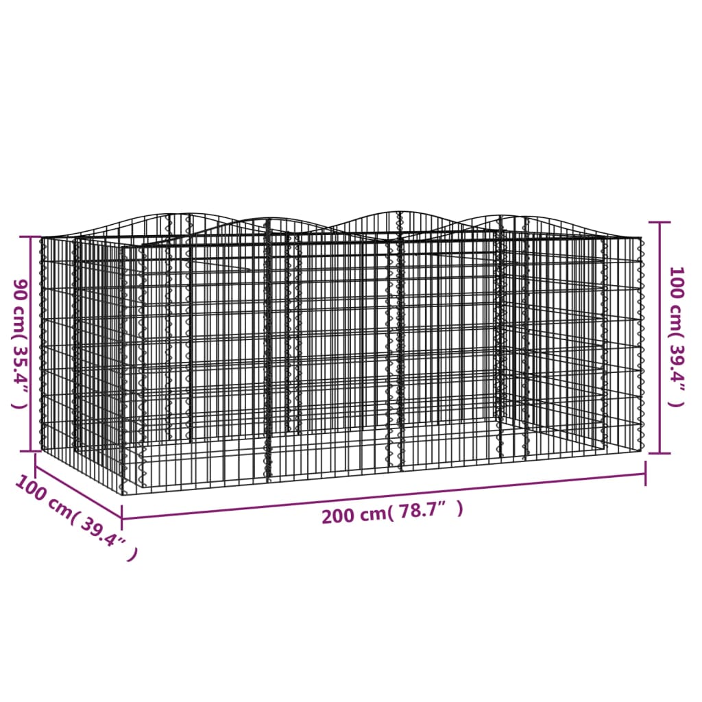 buet gabion-højbed 200x100x100 cm galvaniseret jern