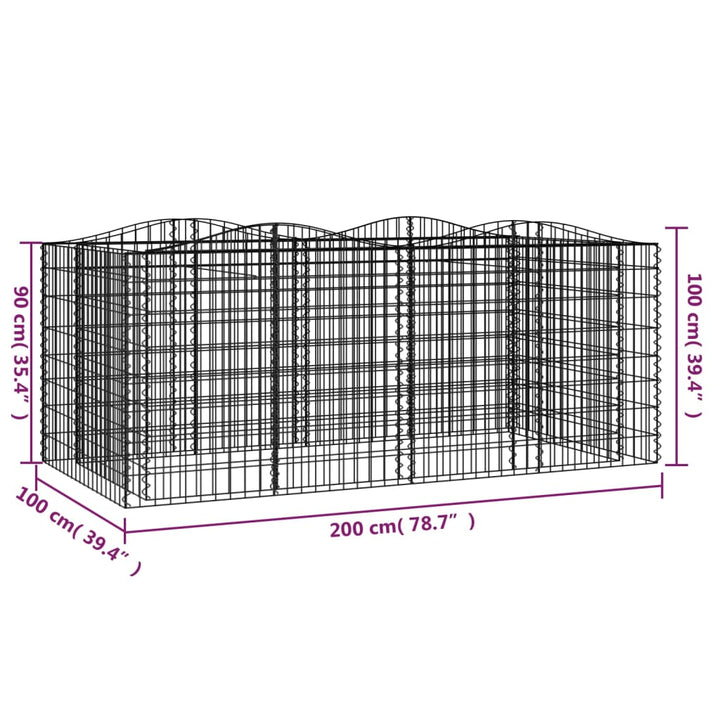 buet gabion-højbed 200x100x100 cm galvaniseret jern