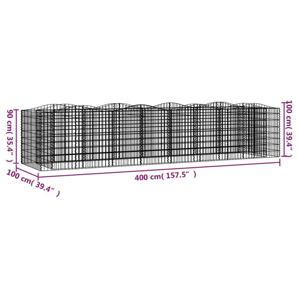 buet gabion-højbed 400x100x100 cm galvaniseret jern