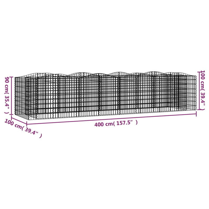buet gabion-højbed 400x100x100 cm galvaniseret jern