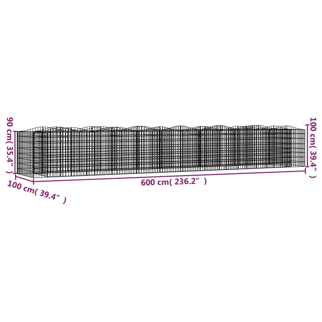 buet gabion-højbed 600x100x100 cm galvaniseret jern