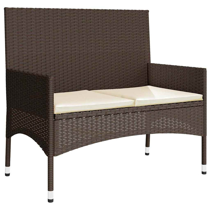 loungesæt til haven 4 dele med hynder polyrattan brun