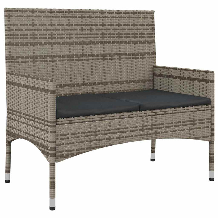 loungesæt til haven 4 dele med hynder polyrattan grå