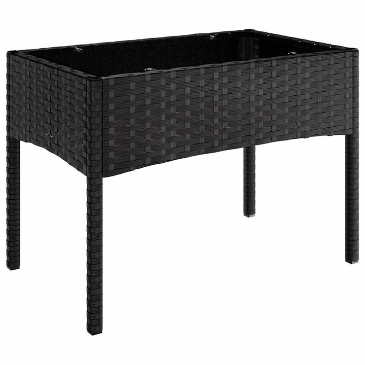 loungesæt til haven 4 dele med hynder polyrattan sort