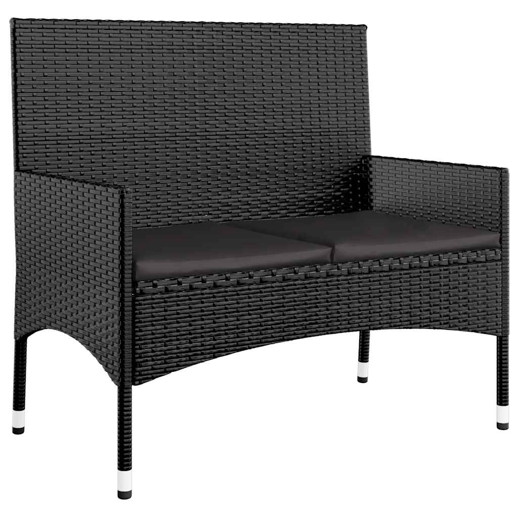 loungesæt til haven 4 dele med hynder polyrattan sort