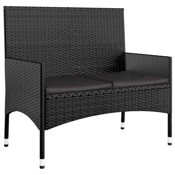 loungesæt til haven 4 dele med hynder polyrattan sort