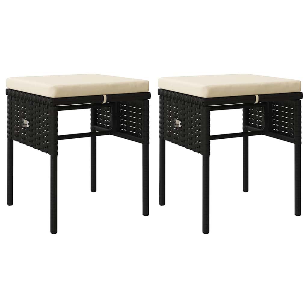 loungesæt til haven 6 dele med hynder polyrattan sort