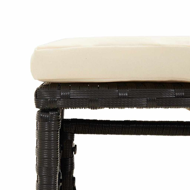 loungesæt til haven 6 dele med hynder polyrattan sort