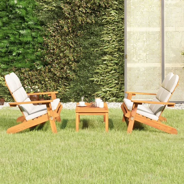 Adirondack-loungesæt til haven 3 dele massivt akacietræ
