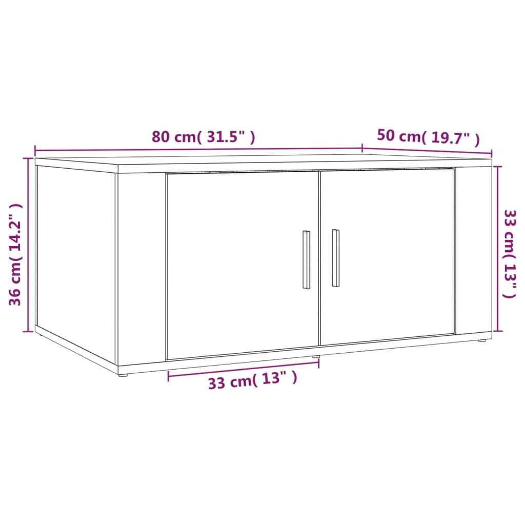 sofabord 80x50x36 cm konstrueret træ brun egetræsfarve