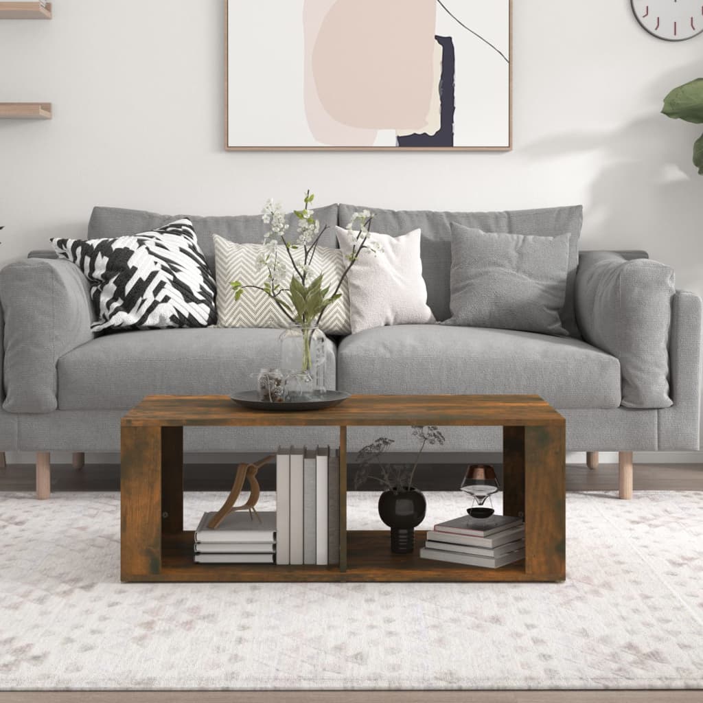 sofabord 100x50x36 cm konstrueret træ røget egetræsfarve