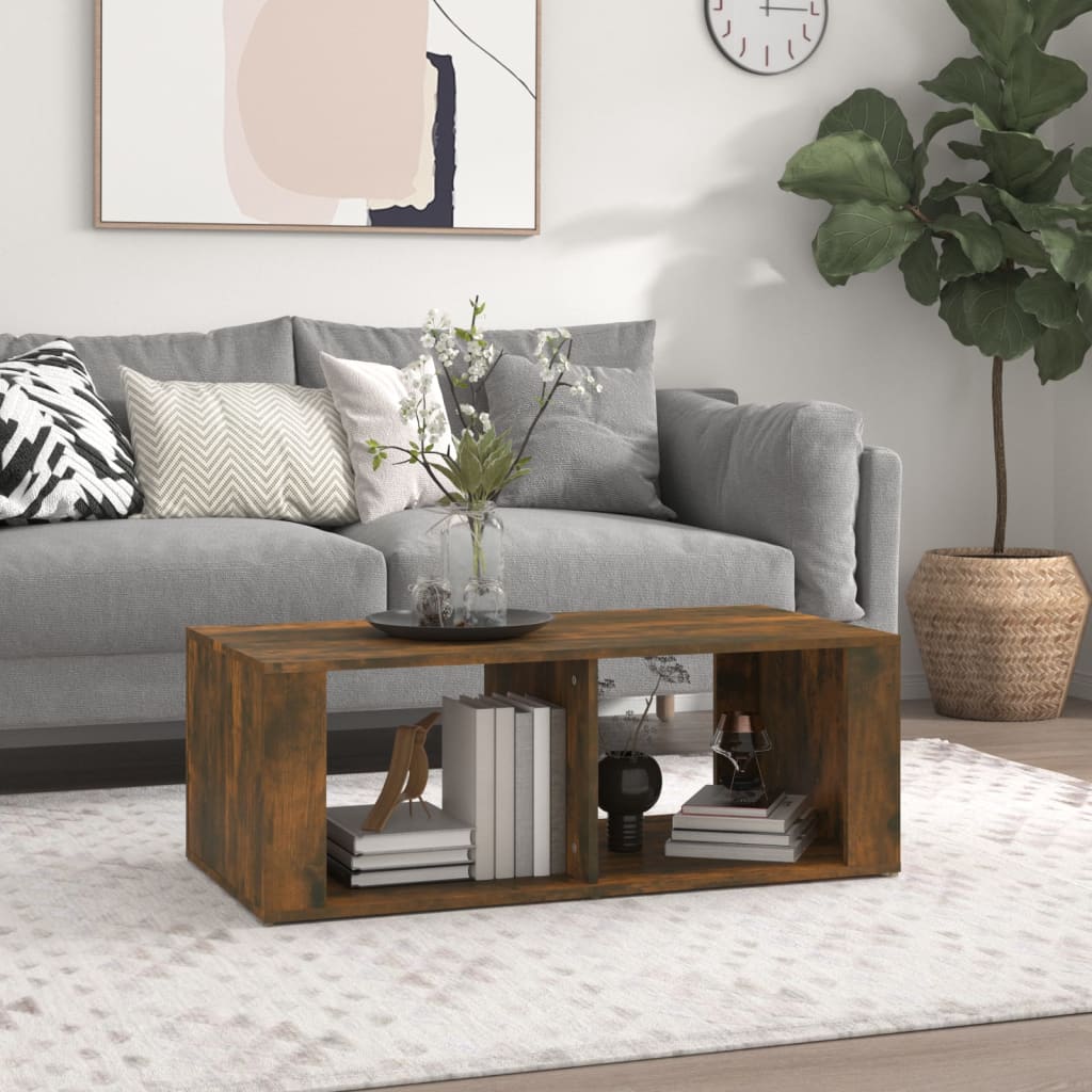 sofabord 100x50x36 cm konstrueret træ røget egetræsfarve