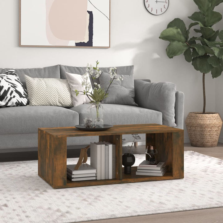 sofabord 100x50x36 cm konstrueret træ røget egetræsfarve
