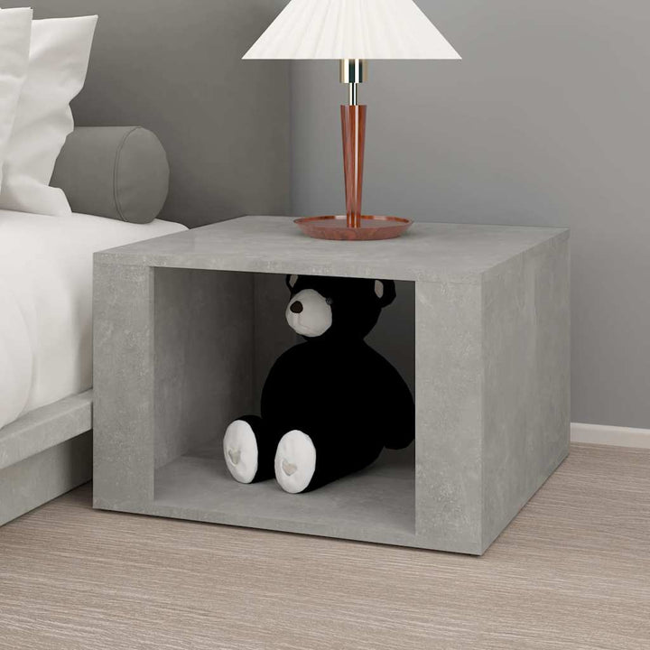 sengebord 57x55x36 cm konstrueret træ betongrå