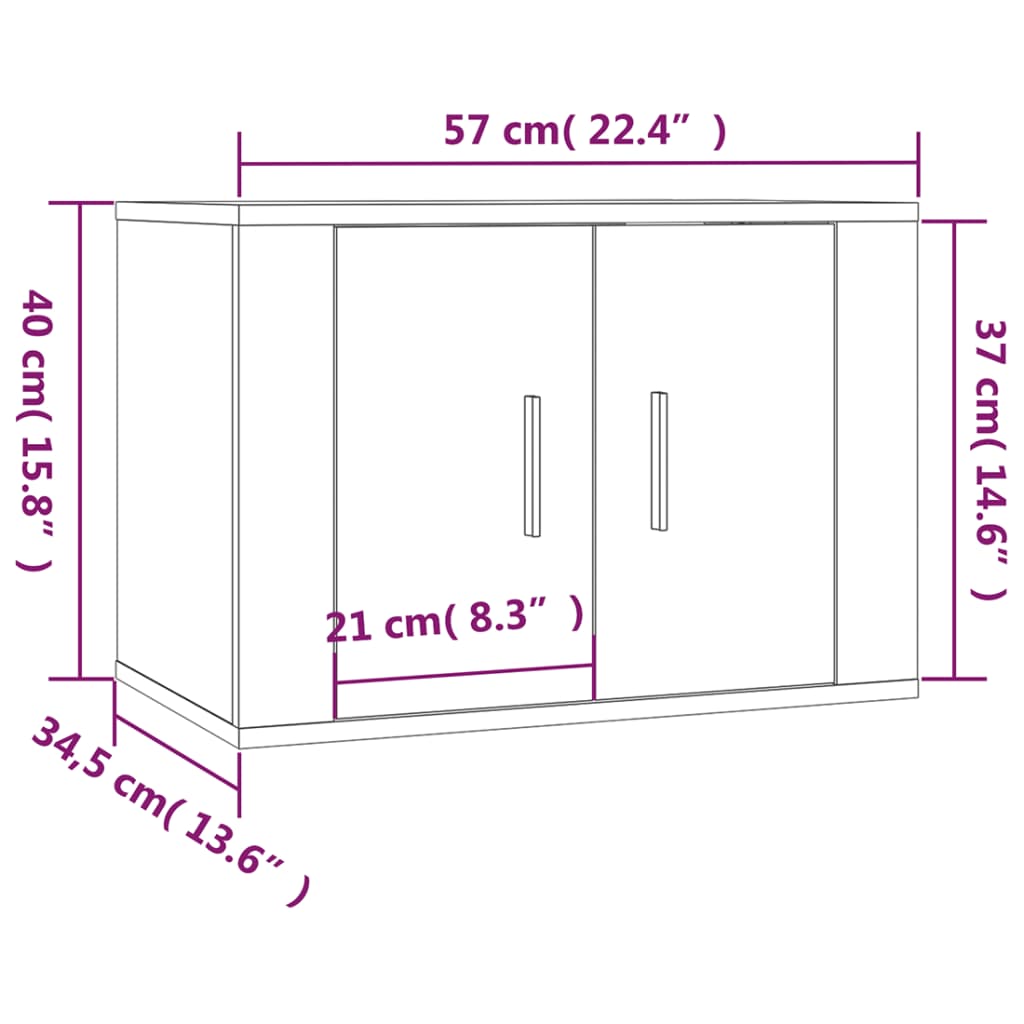 væghængt tv-skab 57x34,5x40 cm hvid