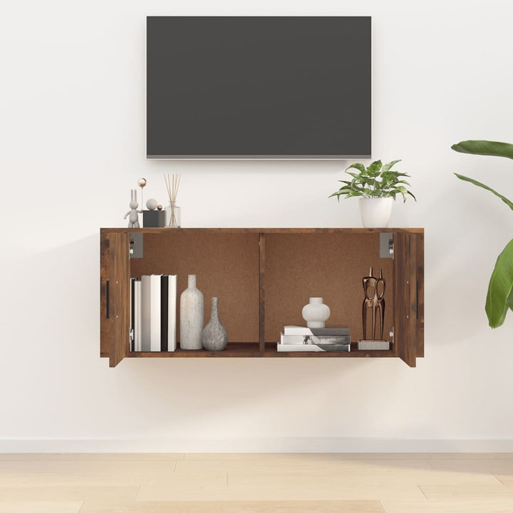 væghængt tv-skab 100x34,5x40 cm røget egetræ