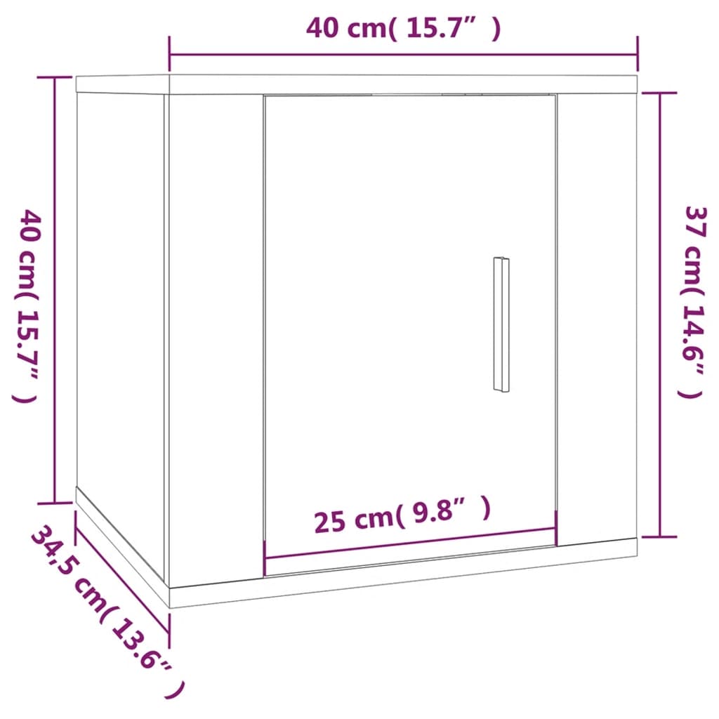 væghængt tv-skab 40x34,5x40 cm hvid højglans
