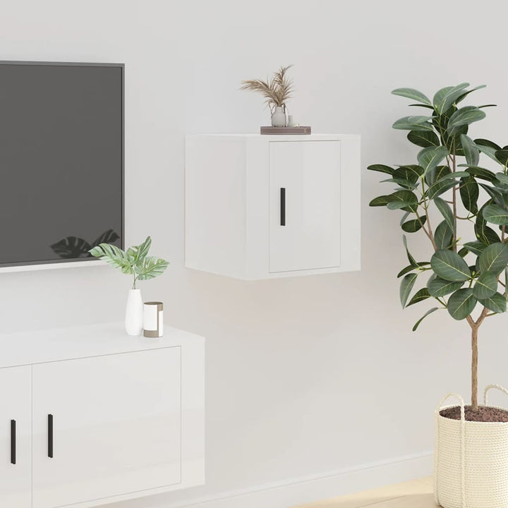 væghængt tv-skab 40x34,5x40 cm hvid højglans