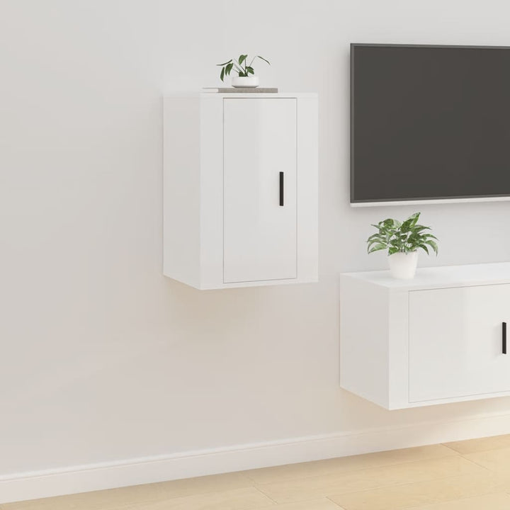 væghængt tv-skab 40x34,5x60 cm hvid højglans