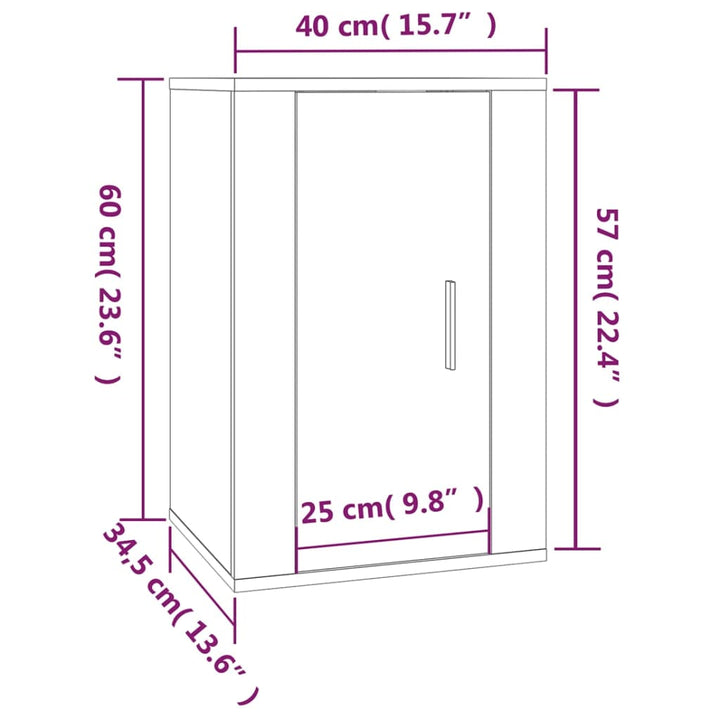 væghængt tv-skab 40x34,5x60 cm betongrå