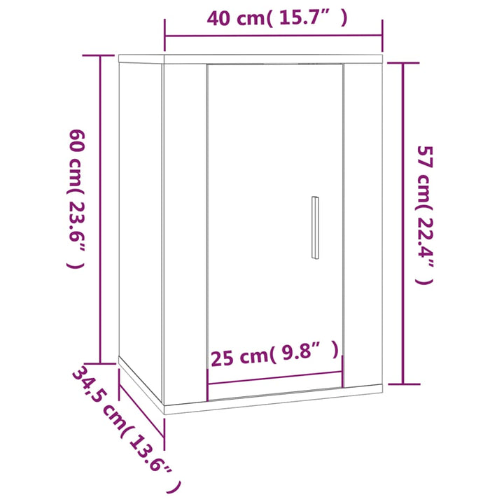 væghængt tv-skab 40x34,5x60 cm røget egetræsfarve